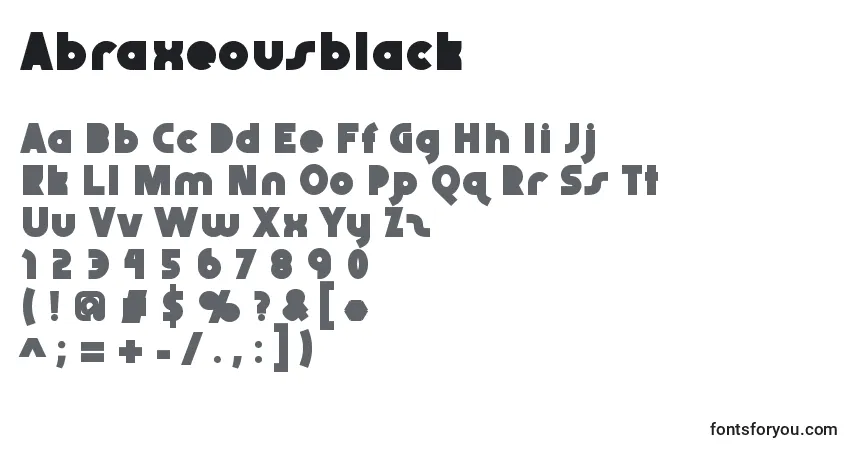 Шрифт Abraxeousblack – алфавит, цифры, специальные символы