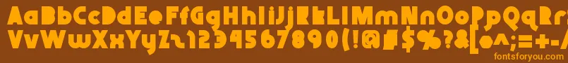 フォントAbraxeousblack – オレンジ色の文字が茶色の背景にあります。