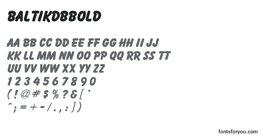 A fonte BaltikdbBold – alfabeto, números, caracteres especiais
