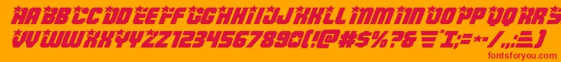 Шрифт Armyrangersexpandital – красные шрифты на оранжевом фоне