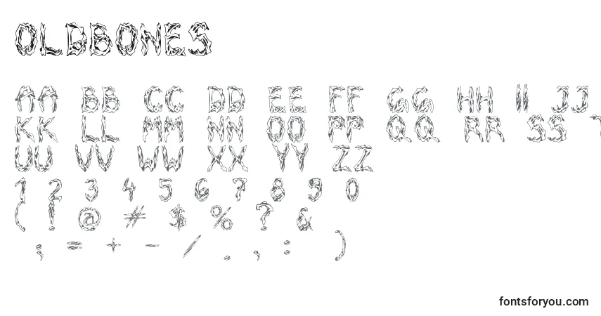 A fonte OldBones – alfabeto, números, caracteres especiais