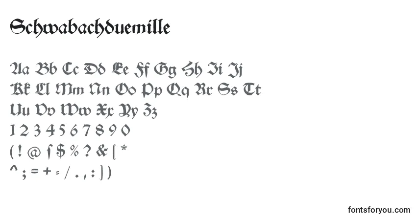 Schriftart Schwabachduemille – Alphabet, Zahlen, spezielle Symbole