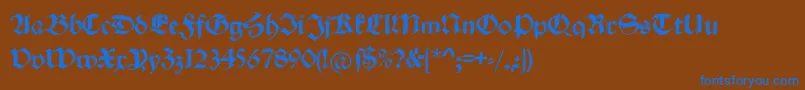 Czcionka Schwabachduemille – niebieskie czcionki na brązowym tle