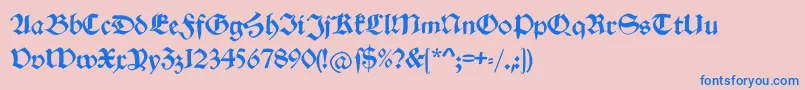 Schwabachduemille-Schriftart – Blaue Schriften auf rosa Hintergrund