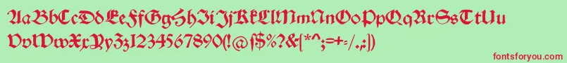 Schwabachduemille-Schriftart – Rote Schriften auf grünem Hintergrund