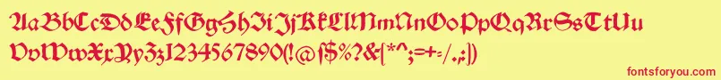 フォントSchwabachduemille – 赤い文字の黄色い背景