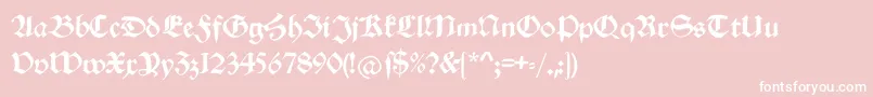 Schwabachduemille-Schriftart – Weiße Schriften auf rosa Hintergrund