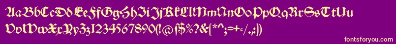 Schwabachduemille-Schriftart – Gelbe Schriften auf violettem Hintergrund