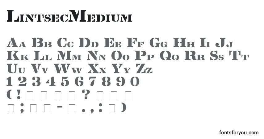 Czcionka LintsecMedium – alfabet, cyfry, specjalne znaki