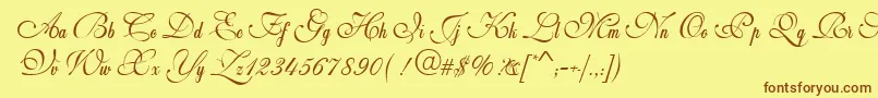 WeddingScriptBail Font – Brown Fonts on Yellow Background