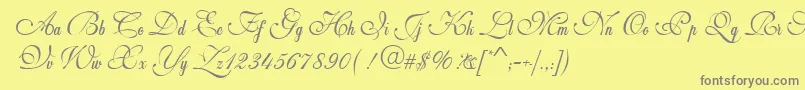 Fonte WeddingScriptBail – fontes cinzas em um fundo amarelo
