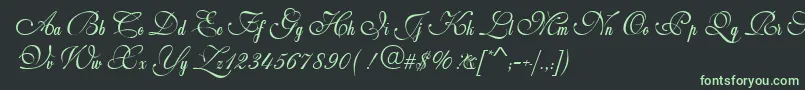 WeddingScriptBail Font – Green Fonts on Black Background