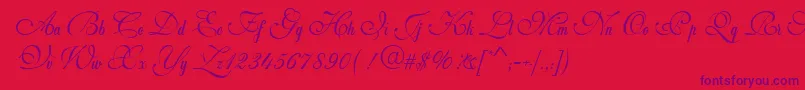 フォントWeddingScriptBail – 赤い背景に紫のフォント