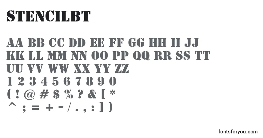 StencilBt-fontti – aakkoset, numerot, erikoismerkit
