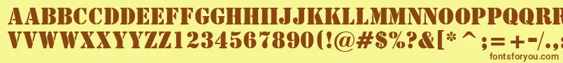 StencilBt Font – Brown Fonts on Yellow Background