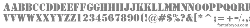 StencilBt-fontti – harmaat kirjasimet valkoisella taustalla