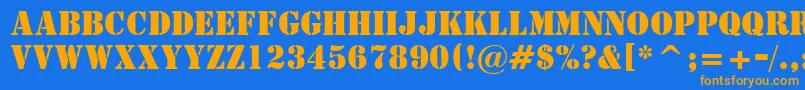 StencilBt Font – Orange Fonts on Blue Background