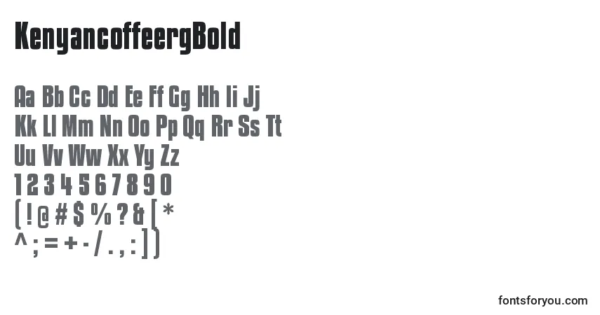 Schriftart KenyancoffeergBold – Alphabet, Zahlen, spezielle Symbole