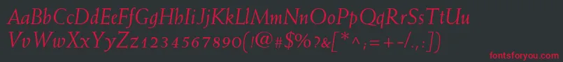 WeissstdItalic-Schriftart – Rote Schriften auf schwarzem Hintergrund