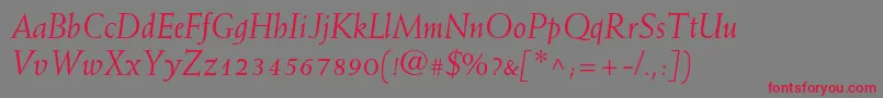 WeissstdItalic-Schriftart – Rote Schriften auf grauem Hintergrund
