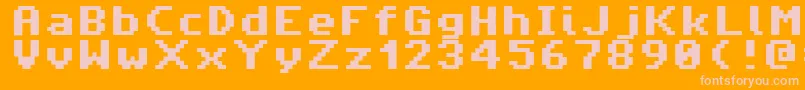 AmigaForeverPro-Schriftart – Rosa Schriften auf orangefarbenem Hintergrund