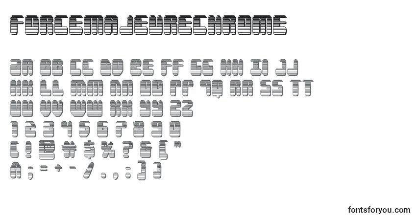 A fonte Forcemajeurechrome – alfabeto, números, caracteres especiais