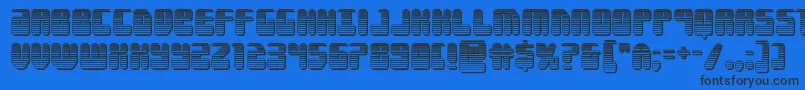 Forcemajeurechrome-Schriftart – Schwarze Schriften auf blauem Hintergrund