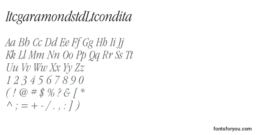 ItcgaramondstdLtconditaフォント–アルファベット、数字、特殊文字