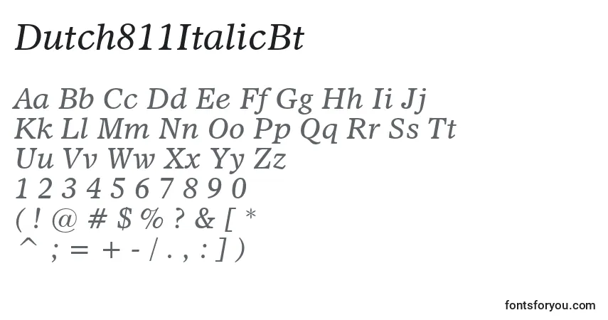A fonte Dutch811ItalicBt – alfabeto, números, caracteres especiais