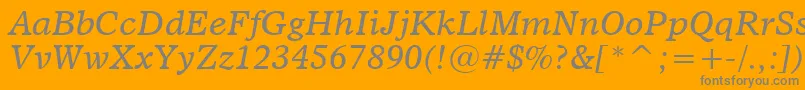 Dutch811ItalicBt-Schriftart – Graue Schriften auf orangefarbenem Hintergrund