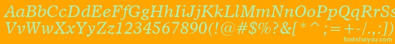 Dutch811ItalicBt-Schriftart – Grüne Schriften auf orangefarbenem Hintergrund
