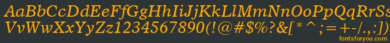 フォントDutch811ItalicBt – 黒い背景にオレンジの文字