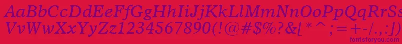 フォントDutch811ItalicBt – 赤い背景に紫のフォント