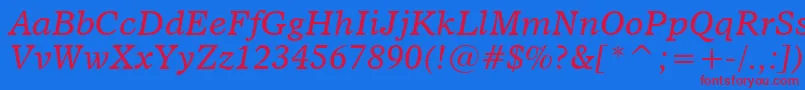 Dutch811ItalicBt Font – Red Fonts on Blue Background