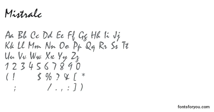 Schriftart Mistralc – Alphabet, Zahlen, spezielle Symbole