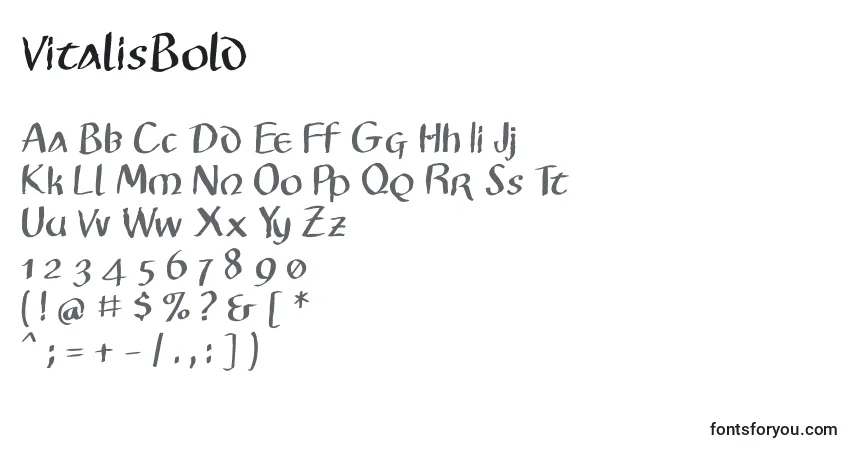 A fonte VitalisBold – alfabeto, números, caracteres especiais