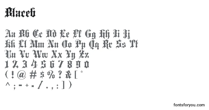 A fonte Blaceb – alfabeto, números, caracteres especiais