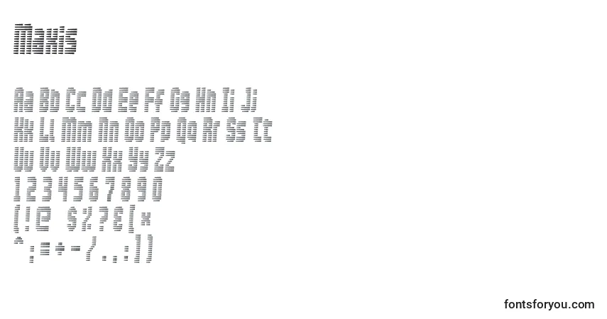 Czcionka Maxis – alfabet, cyfry, specjalne znaki