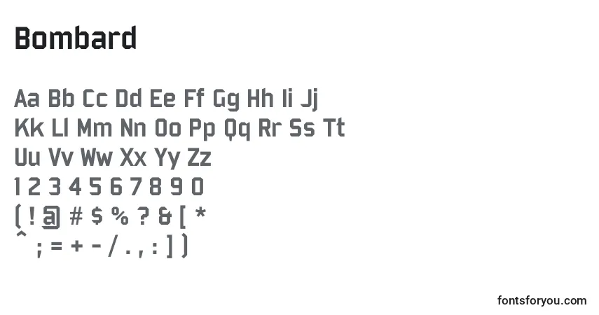 Schriftart Bombard (106436) – Alphabet, Zahlen, spezielle Symbole