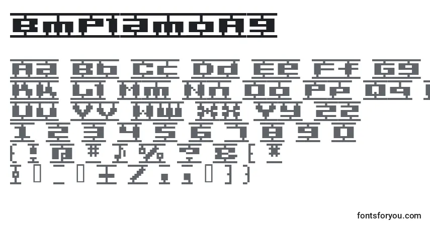 Schriftart BmPlamoA9 – Alphabet, Zahlen, spezielle Symbole