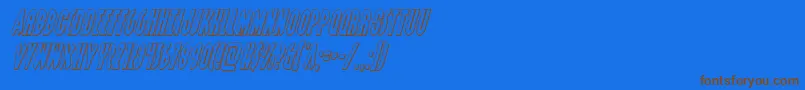 Grendelsmotheroutital-Schriftart – Braune Schriften auf blauem Hintergrund