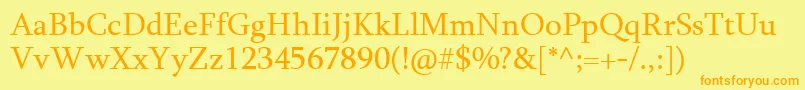フォントSylfaen – オレンジの文字が黄色の背景にあります。