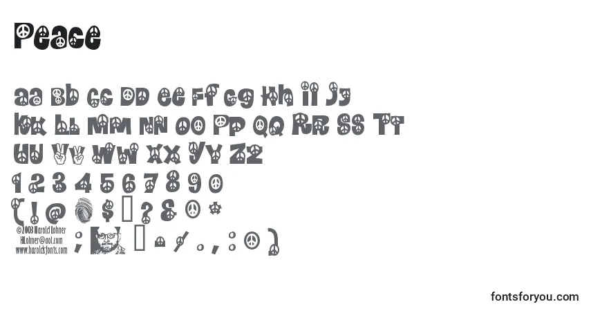 Шрифт Peace – алфавит, цифры, специальные символы