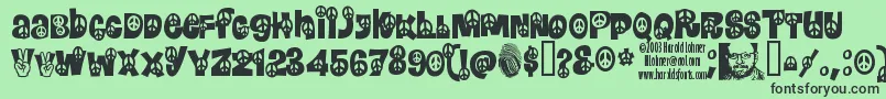 Peace-fontti – mustat fontit vihreällä taustalla