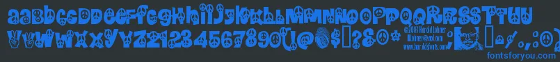 フォントPeace – 黒い背景に青い文字