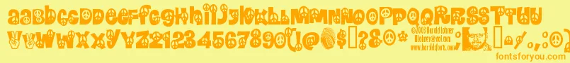 Peace Font – Orange Fonts on Yellow Background