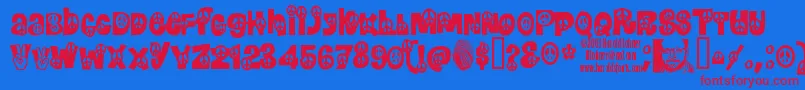 Peace-Schriftart – Rote Schriften auf blauem Hintergrund