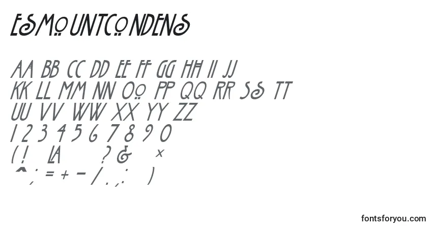 A fonte EsmountCondens – alfabeto, números, caracteres especiais