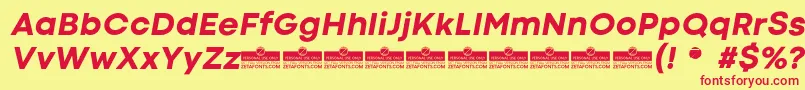 CodecColdExtraboldItalicTrial Font – Red Fonts on Yellow Background