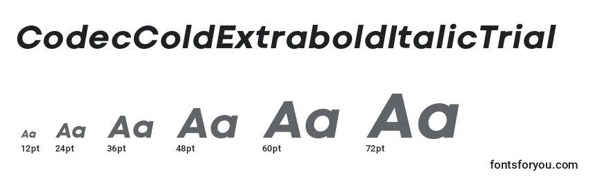 Размеры шрифта CodecColdExtraboldItalicTrial
